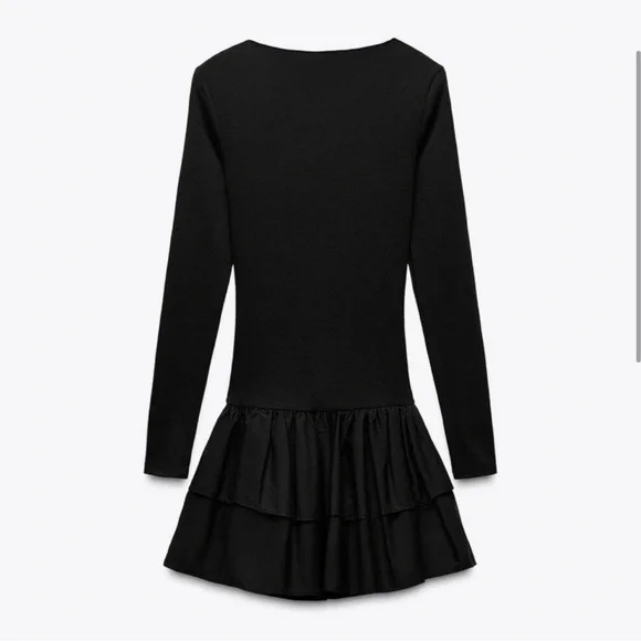 Zara Black Long Sleeve Bubble Mini Dress - Picture 2 of 5
